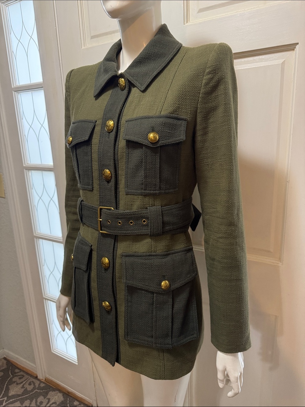 Veronica Beard Sonoma in Army & Loden Olive Military-Style Belted Jacket Size 6 - Picture 6 of 16